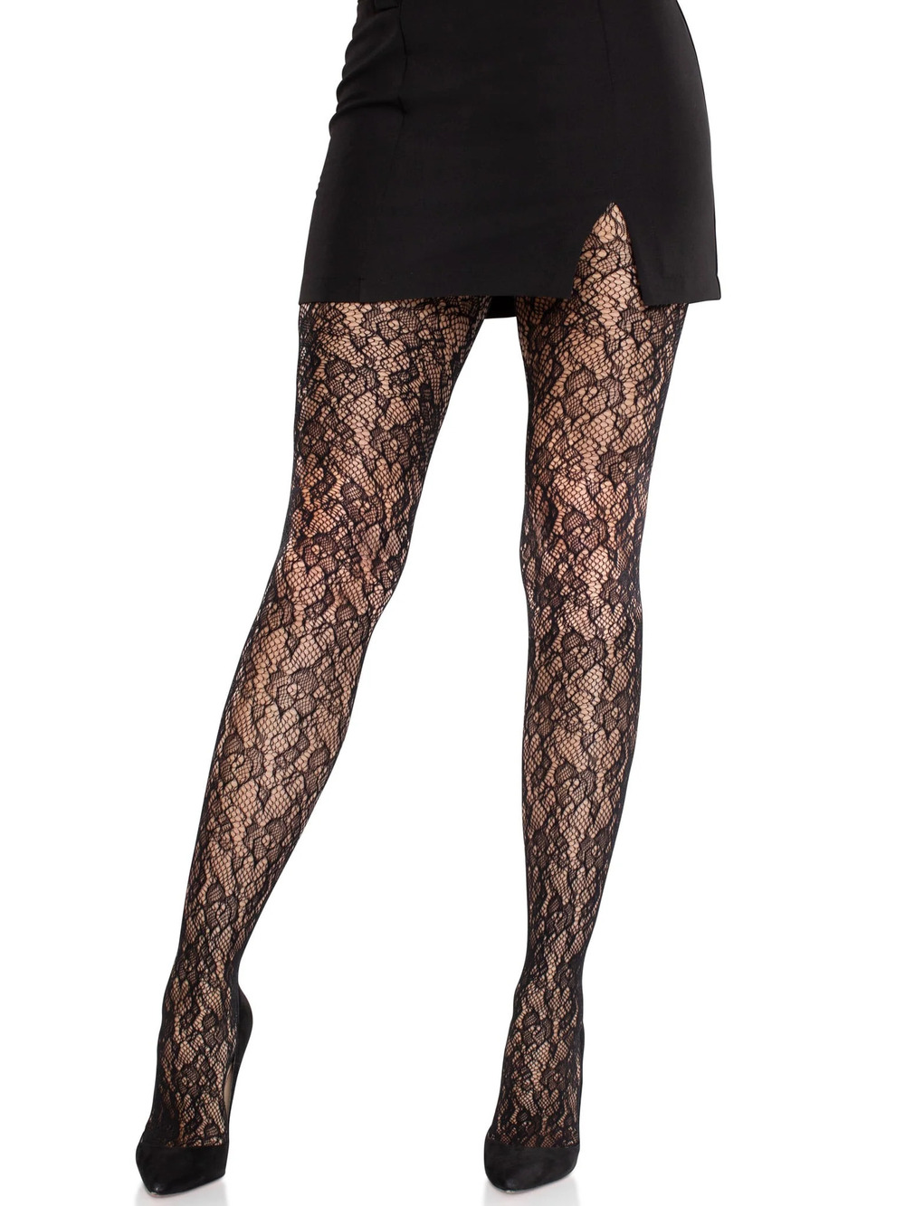 Leg Avenue - Camellia Lace Tights - BLACK